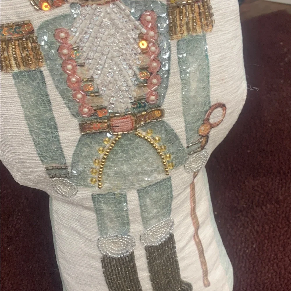 Embroidered Nutcracker Holiday Decor Pillow